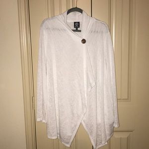 Bobeau White Gauzy Asymmetrical Sweater Size 2X